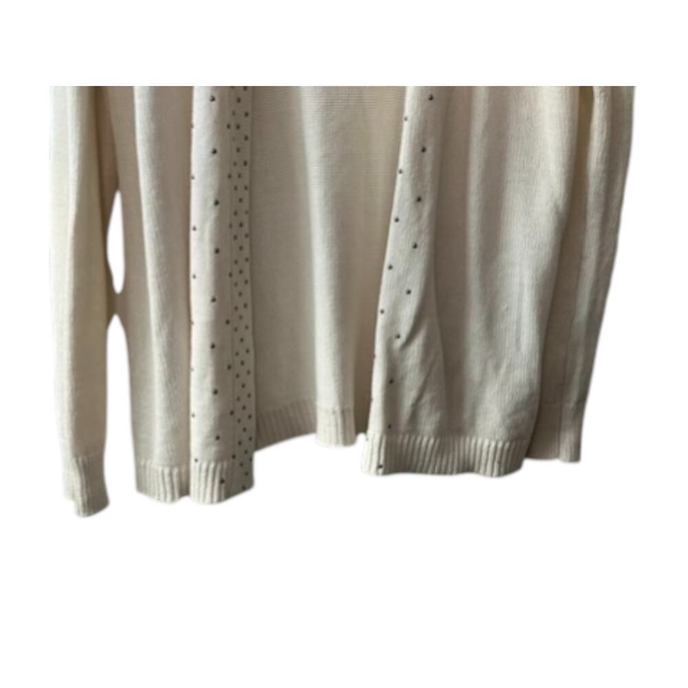Ann Taylor Ivory w/ Silver Studs Long Sleeve Open Sweater Women's Size Large - Picture 5 of 7